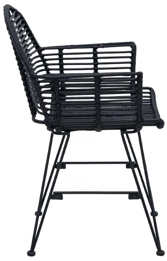 Étkezőszék 2 pcs Fekete 57 x 54.5 x 85 cm Rattan és Vas