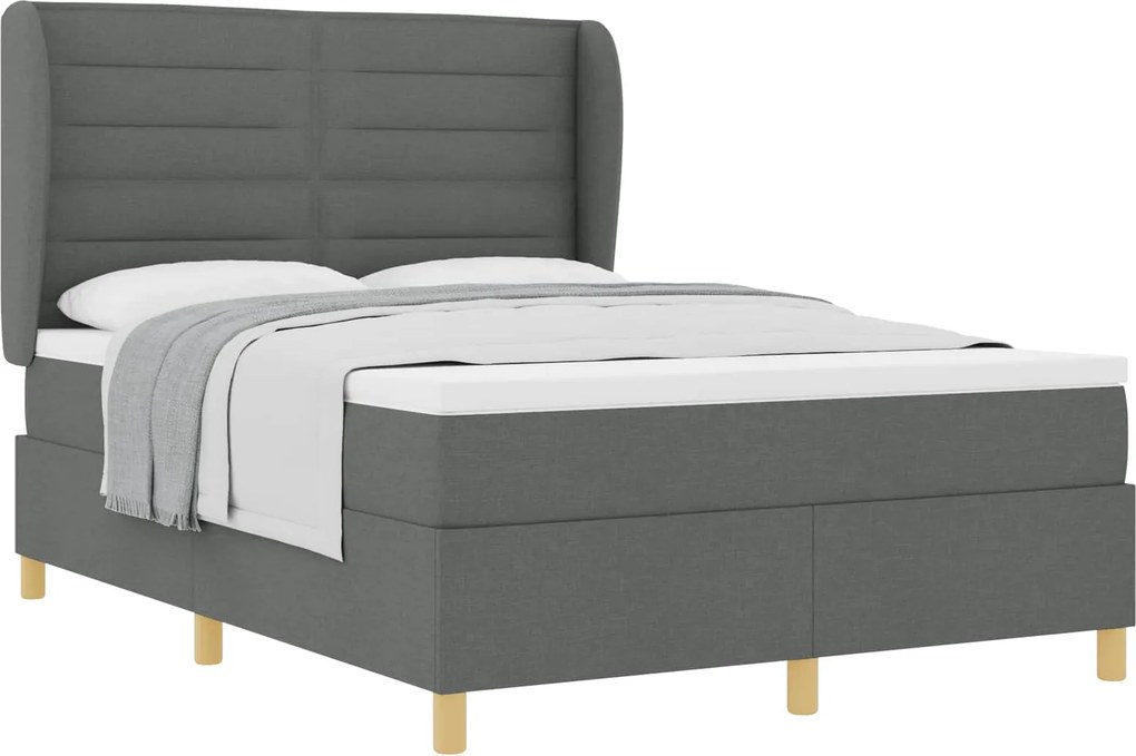 vidaXL Boxspring ágy matraccal Sötétszürke 90x190 cm Szövet szövet