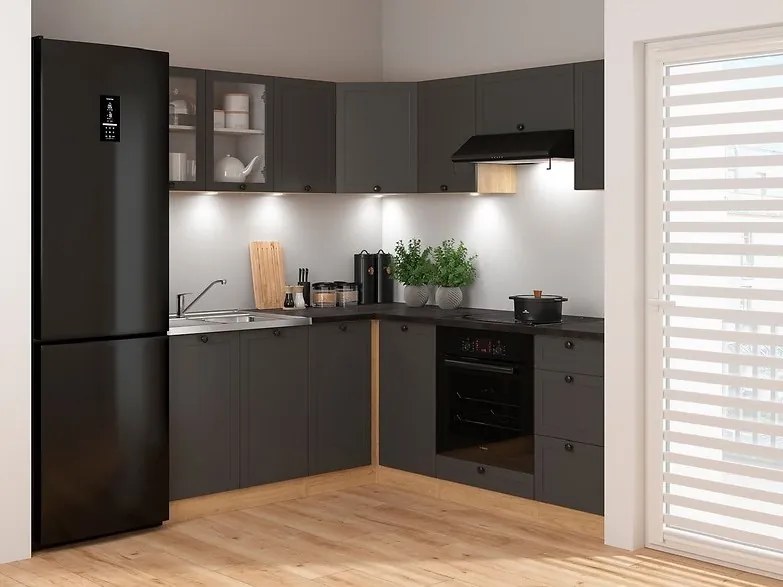 Sarokkonyha Junona Line 240 + 200 cm (bernstein tölgy + grafit). 1118347