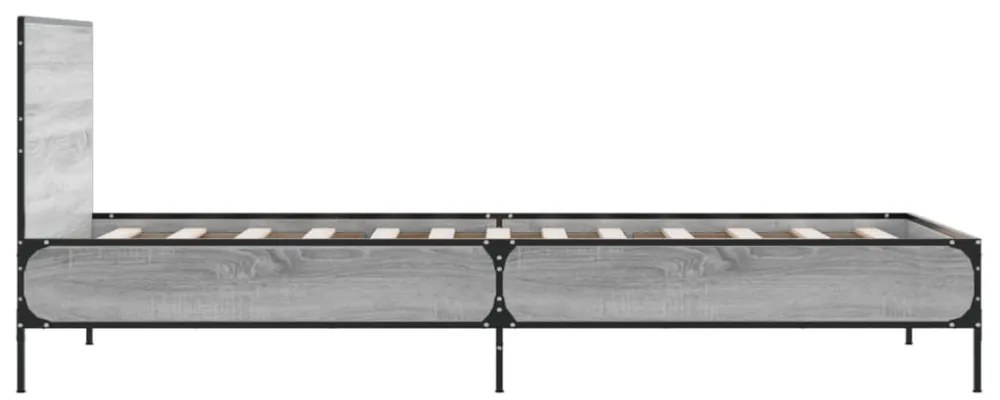sonoma tölgyszínű szerelt fa és fém ágykeret 100 x 200 cm