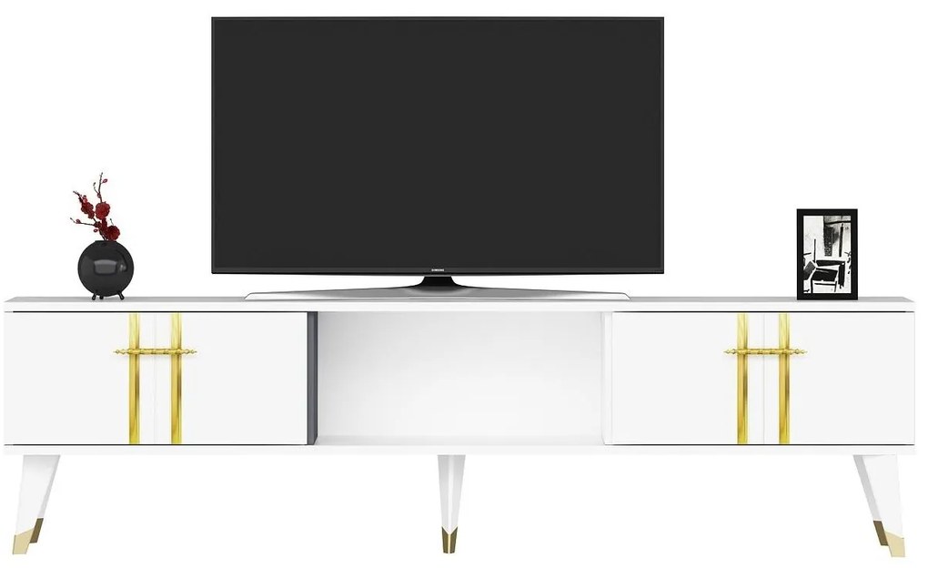 TV asztal/szekrény Pebine 2 (fehér + arany) . 1095307