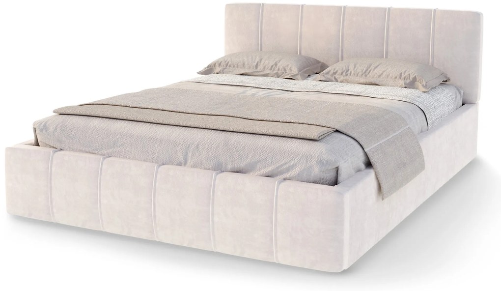 GM FIONA kárpitozott franciaágy ágyneműtartóval 180x200 - krémszín