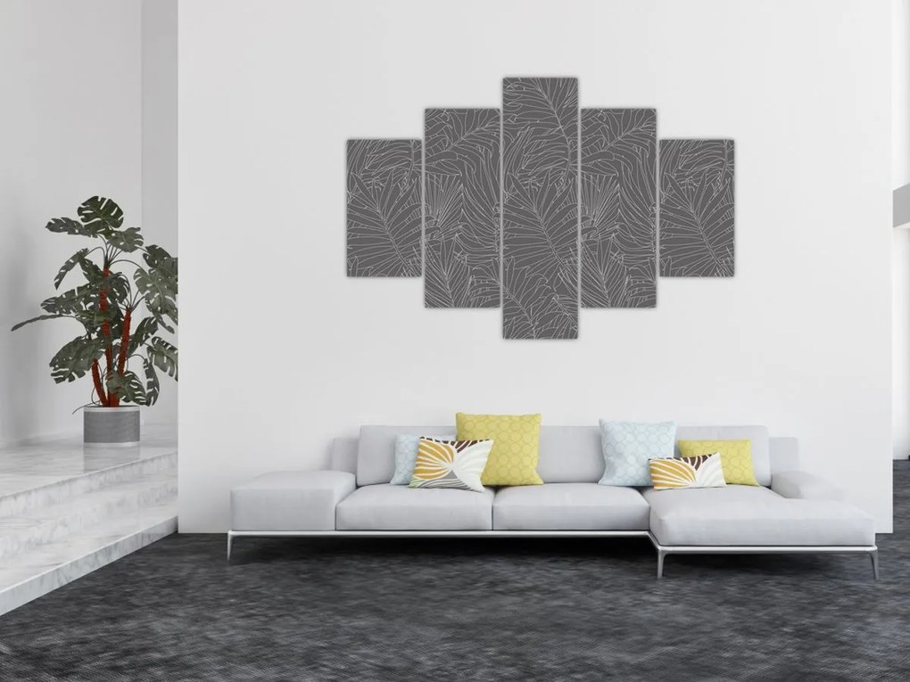 Kép - Szürke pálmalevelek (150x105 cm)