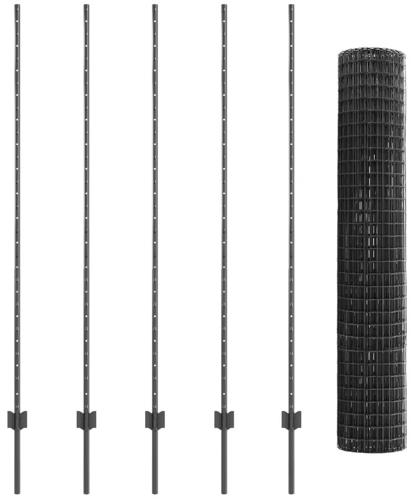 Kertkerítés Készlet 2 db Szürke Porszórt acél 10 x 1,5 m