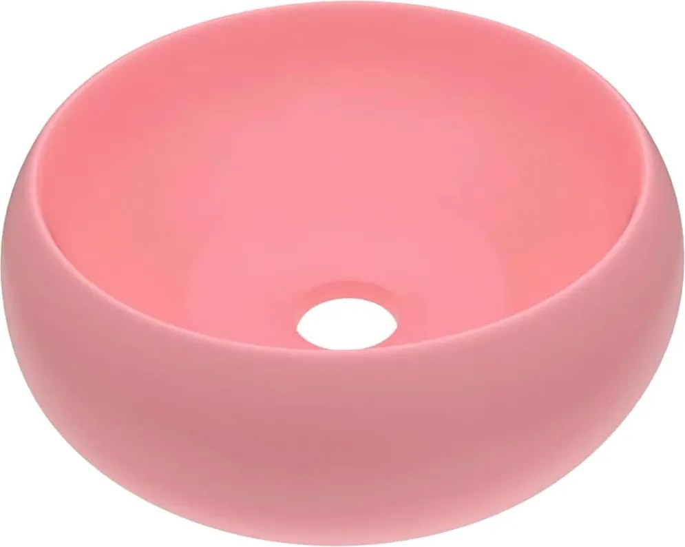 vidaXL kerek matt rózsaszín kerámia luxus mosdókagyló 40 x 15 cm