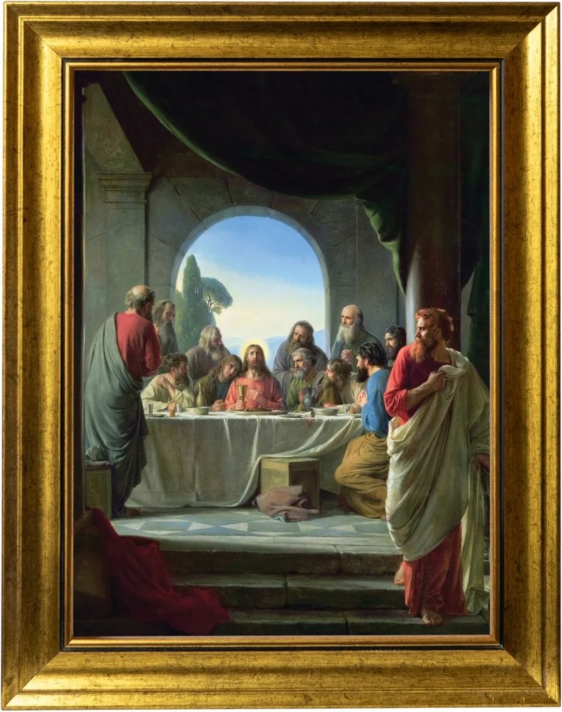 Utolsó Vacsora Vászonkép Arany Modern Keretben 30X40