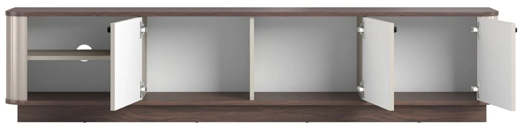 Vesper 3D TV-szekrény 187 cm talapzaton - kasmír / dió / fekete fogantyúk