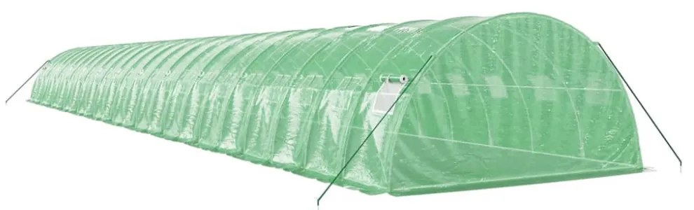 zöld acélvázas melegház 96 m² 24 x 4 x 2 m