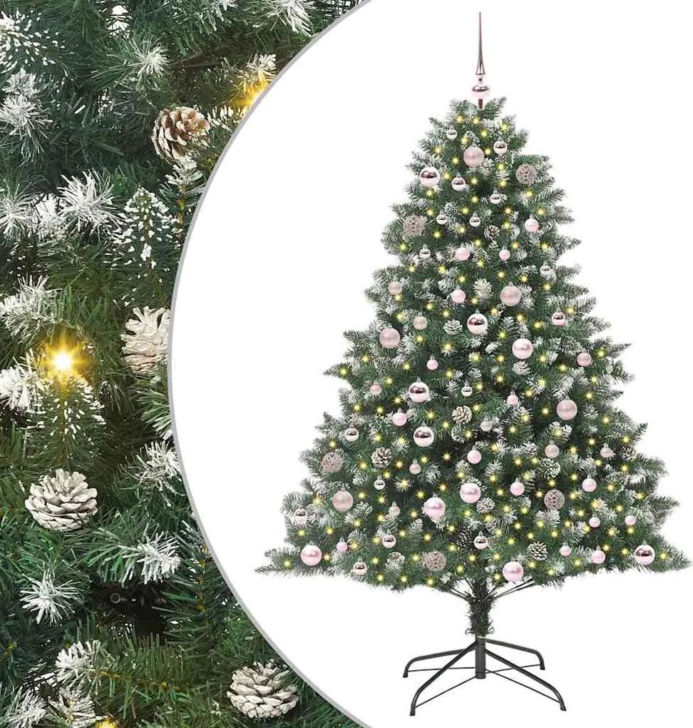 vidaXL Mű karácsonyfa 300 LED-del Zöld 180 cm PVC és Műanyag és Acél
