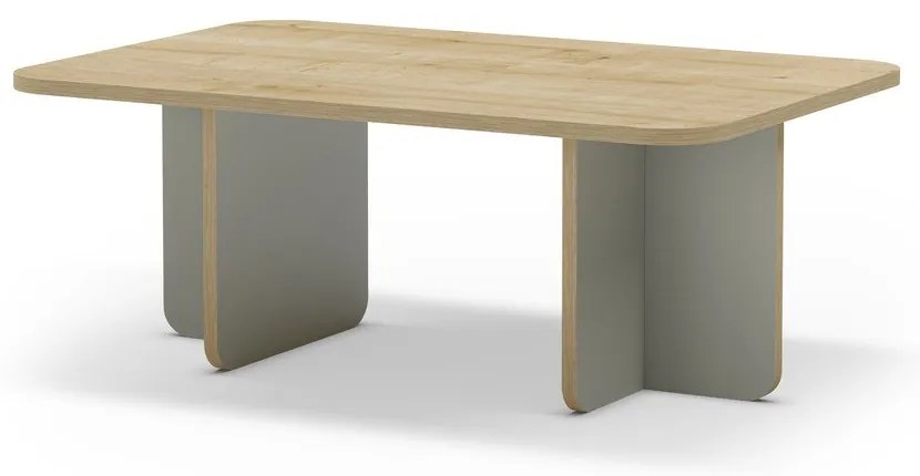 Világoszöld-natúr színű dohányzóasztal tölgyfa dekoros asztallappal 56x100 cm Hillary – Marckeric