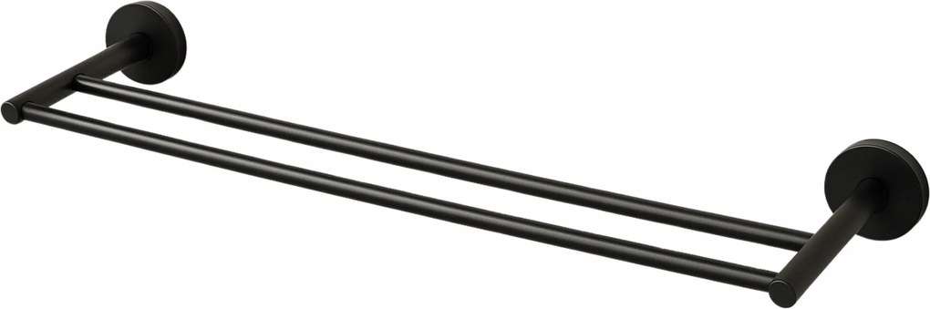 Balneo Fürdőszobai Törölközőtartó Dupla Qube Fekete Rozsdamentes Acél