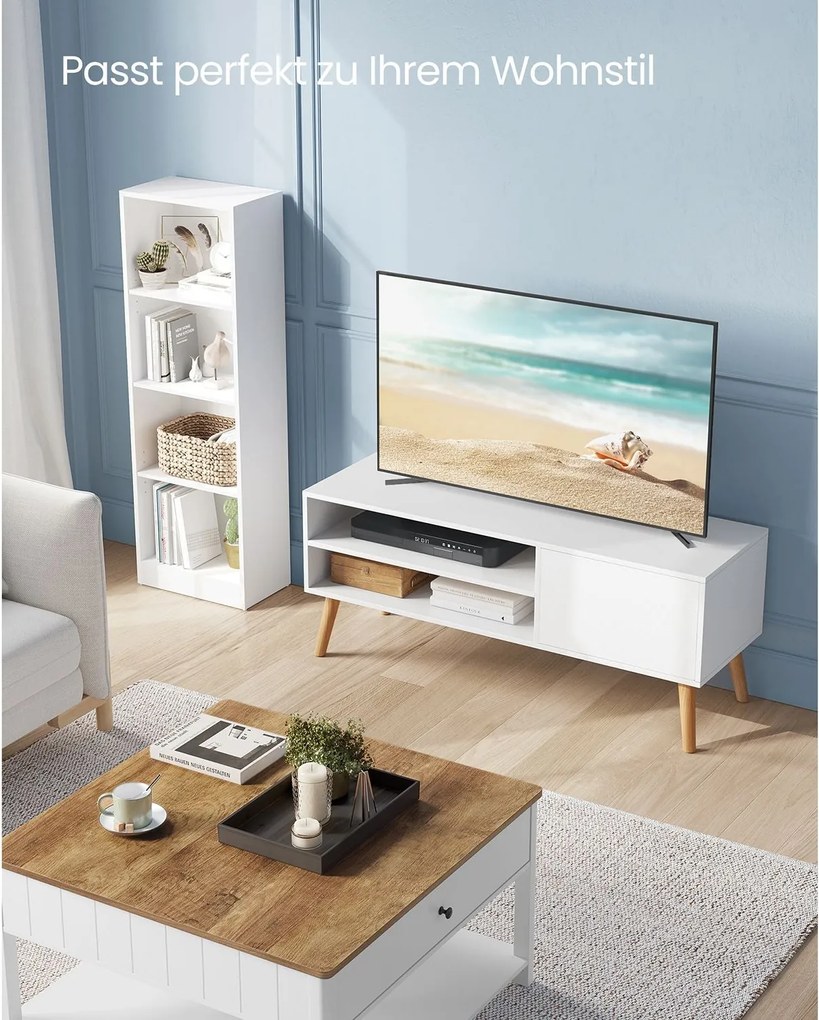 TV-állvány, 120 cm széles TV-szekrény, fehér