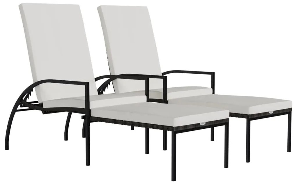 2 db barna polyrattan napozóágy lábtartóval
