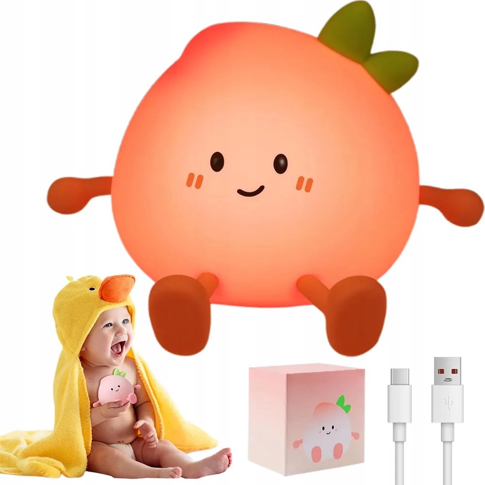 Barack Színű Led Éjszakai Lámpa Újratölthető Usb Fényerőszabályzó Alváshoz