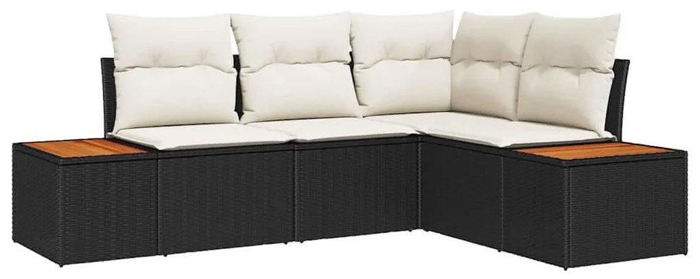 Kerti Kanapé Szett 4 pcs Fekete és krémszínű 209 x 154 x 85 cm