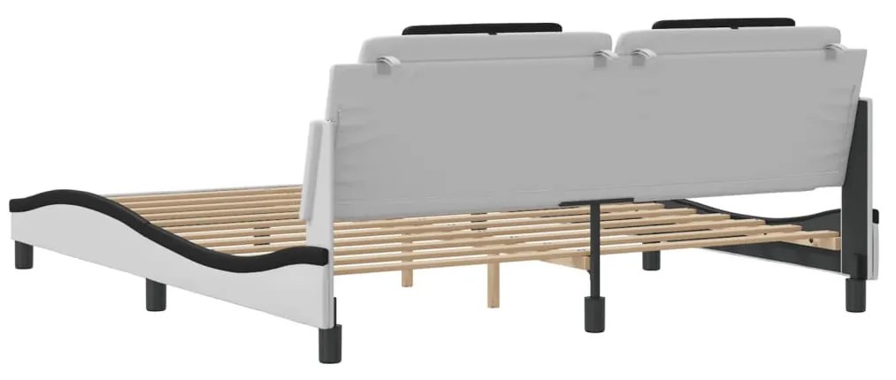 fehér és fekete ágykeret Viana LED-ekkel matrac nélkül 180 x 200 cm