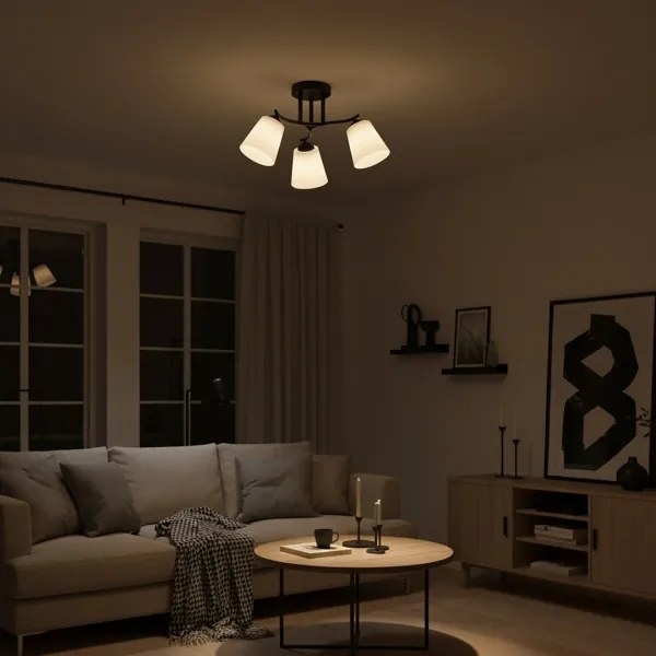 PAFOS felületre szerelhető csillár 3xE27/15W/230V, fekete