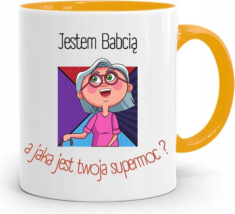 Sárga Bögre Nagymama Napja Szupererős Nagymama Vagyok, fényképes nyomattal