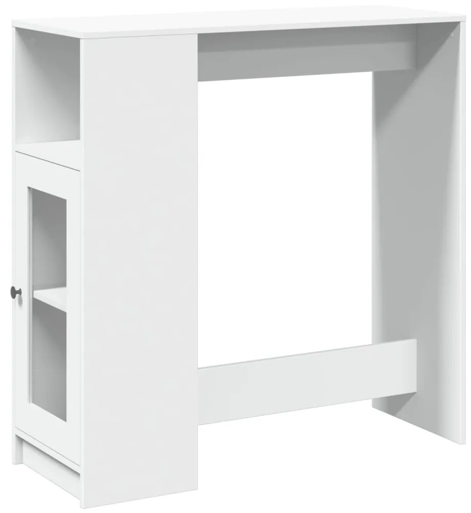 fehér szerelt fa tárolórekeszes bárasztal 101 x 40 x 103,5 cm