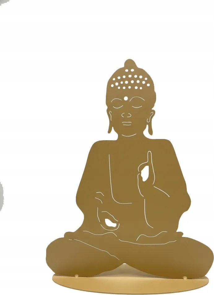 Buddha Dekoráció Fém Arany alapon stílusos zen 40 cm