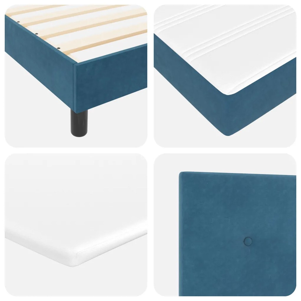 Boxspring Ágy Matraccal Sötétkék 140x200 cm Bársony