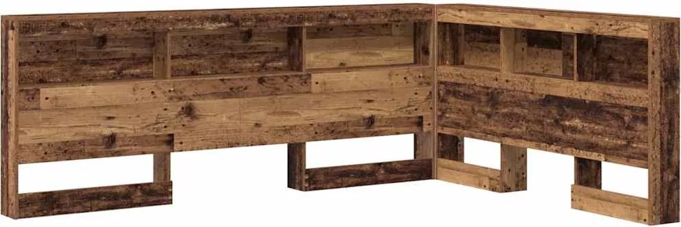 vidaXL Tároló fejtámla polcokkal fejtámlával Öreg fa 150 cm Faanyag