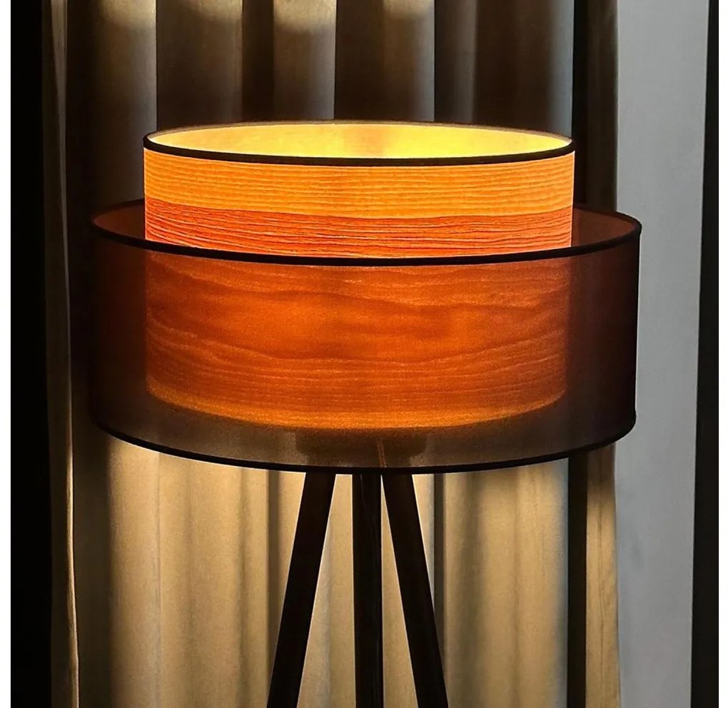 Duolla - Állólámpa WOOD BOHO 1xE27/15W/230V átm. 45 cm fekete/bézs