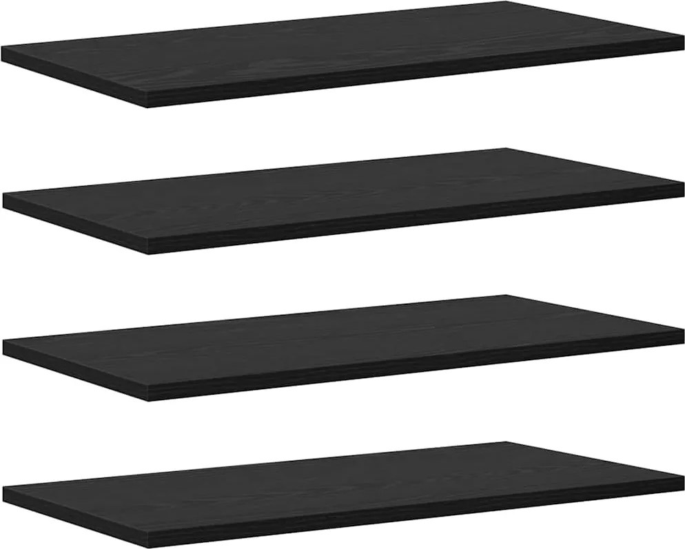 vidaXL Polcos könyvespolc 4 pcs Fekete 60 x 30 x 1,5 cm Faanyag