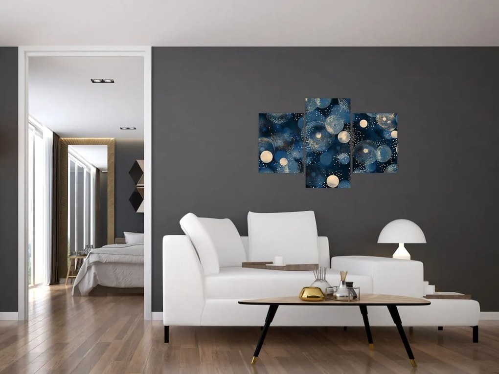 Kép - Kék-arany gyűrűk (90x60 cm)