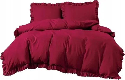 Ágyneműhuzat 140x200 +1x 70x80 és Fodros Mikroszálas Szett Puha Piros