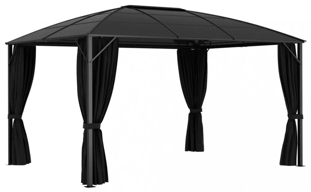antracitszürke pavilon függönyökkel 400 x 300 x 265 cm