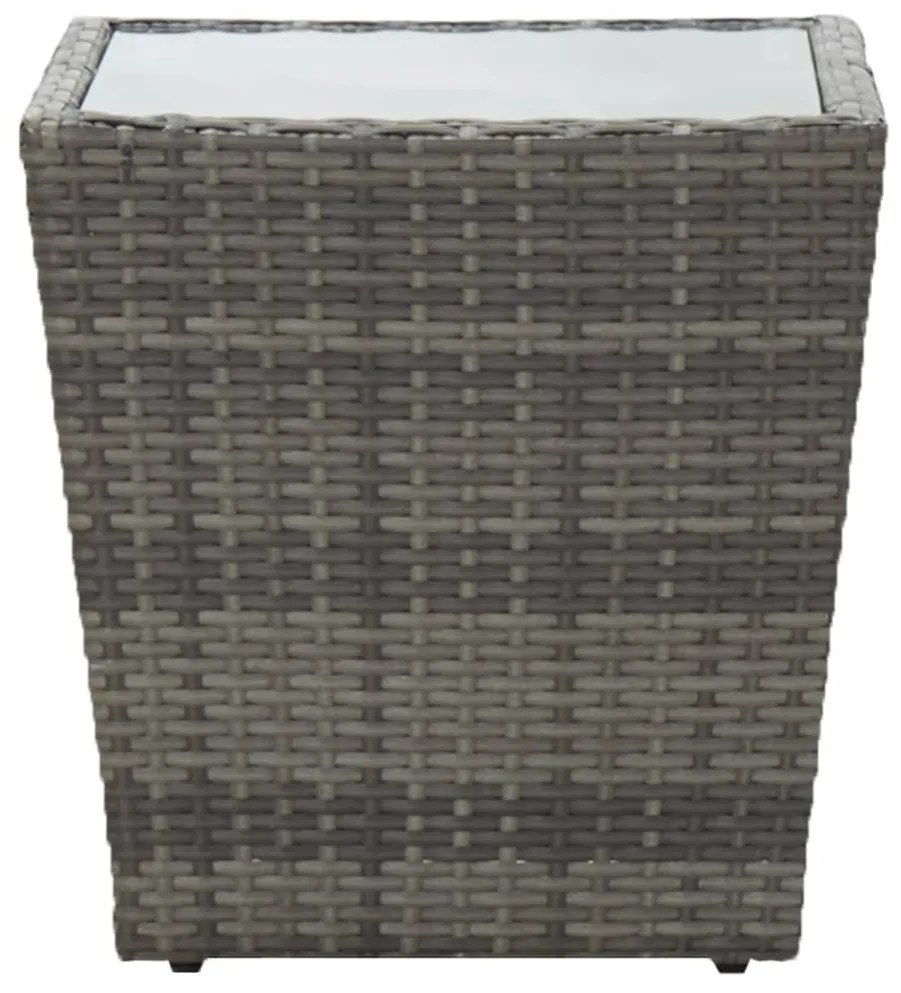 vidaXL szürke polyrattan és edzett üveg teázóasztal 41,5x41,5x43 cm