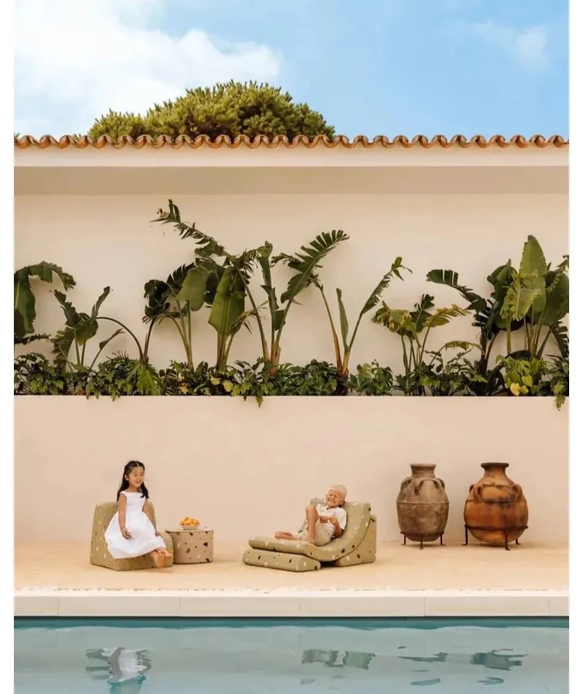 Zöld buklé-zsenília gyerek fotel Terrazzo Cloud – Wigiwama