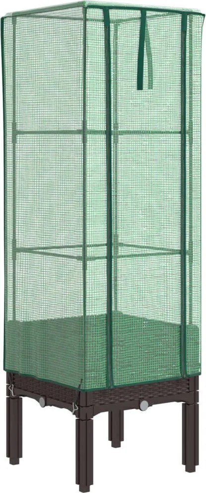 vidaXL rattan megjelenésű magaságyás melegháztakaróval 40x40x140 cm