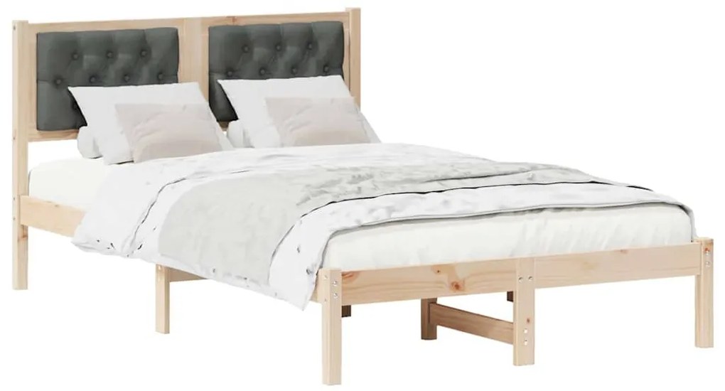 Ágykeret fejtámlával Sötétszürke 135 x 190 cm szövet