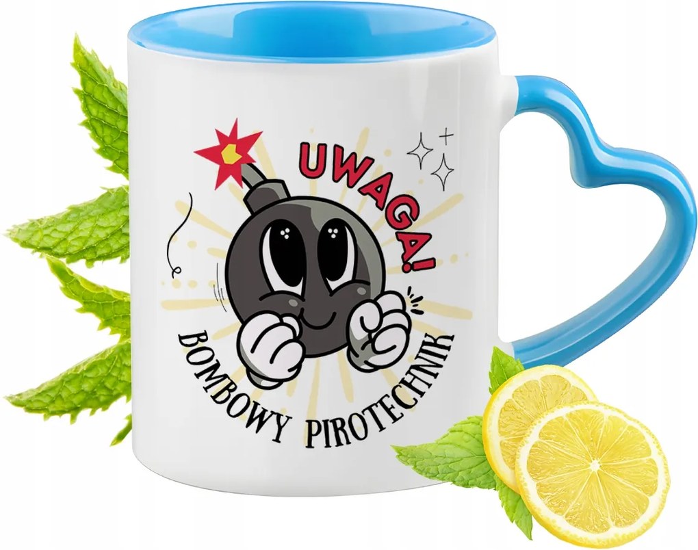 Pirotechnikusnak Kék Bögre Szív Alakú Füllel Ajándék