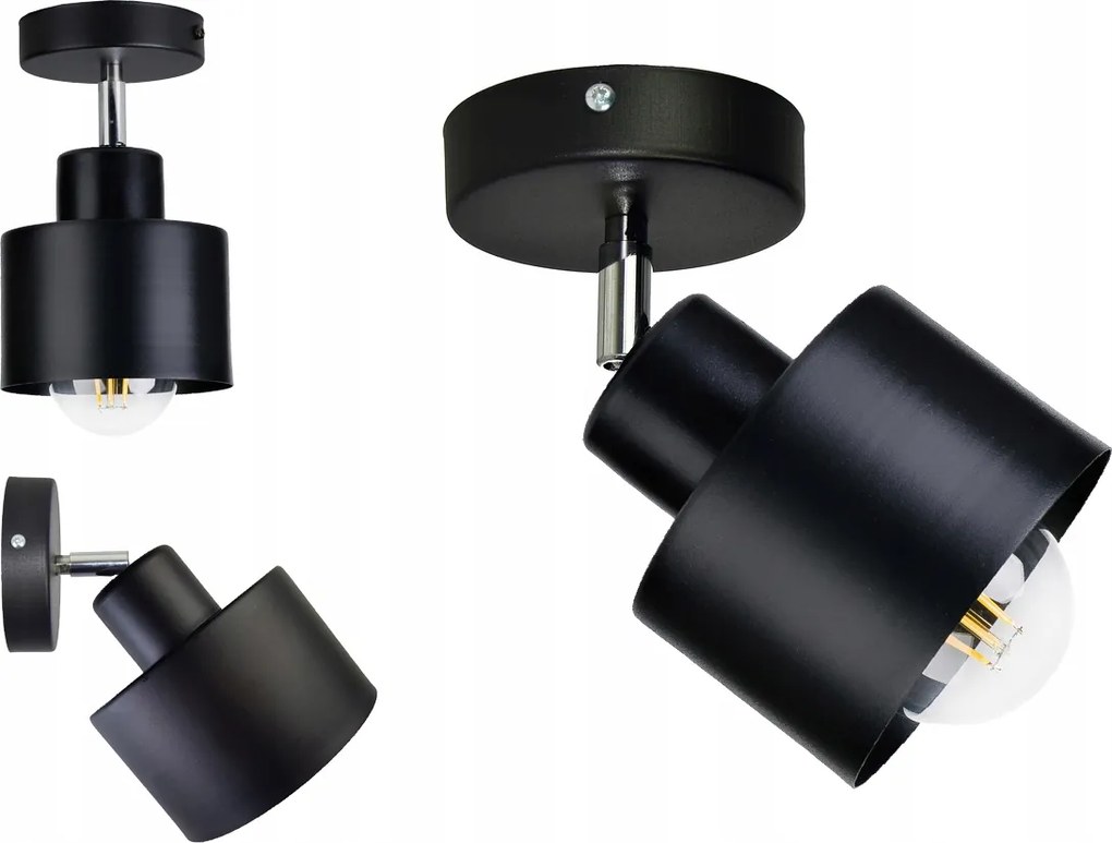 Fali Lámpa állítható loft Bögre fekete