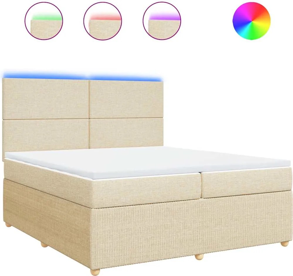 vidaXL krémszínű szövet rugós ágy matraccal 200 x 200 cm