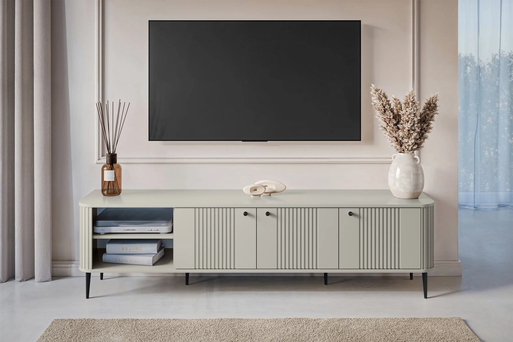 TV-szekrény Vesper 3D 187 cm - kasmír / fekete Lábak
