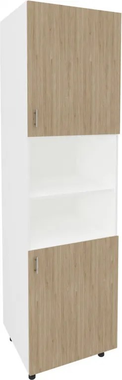 Benita 2 ajtós Magas konyhaszekrény Természetes fa-Fehér 60x57x210 cm N