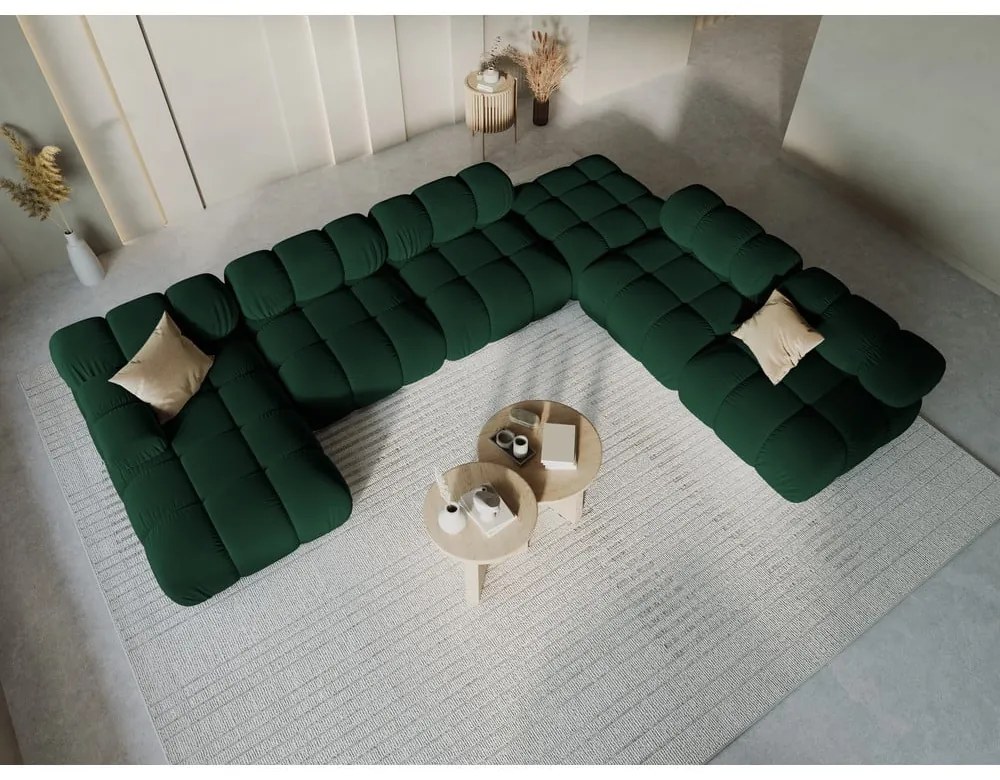 Zöld bársony kanapé 379 cm Bellis – Micadoni Home