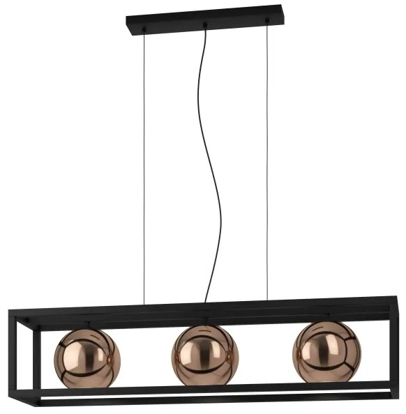 Eglo 390091 - Csillár zsinóron CORDOBA 3xE27/40W/230V réz/fekete