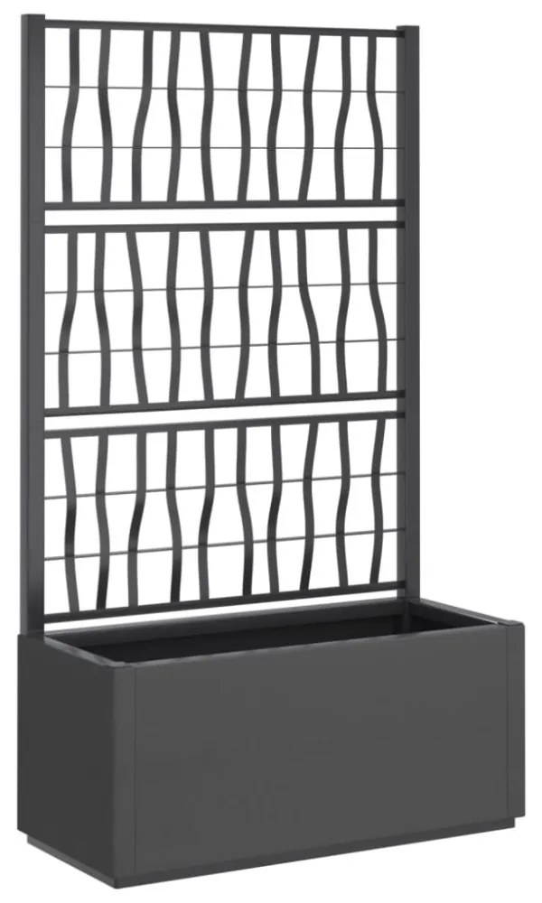 sötétszürke PP rácsos kerti ültetőláda 80 x 36 x 140 cm