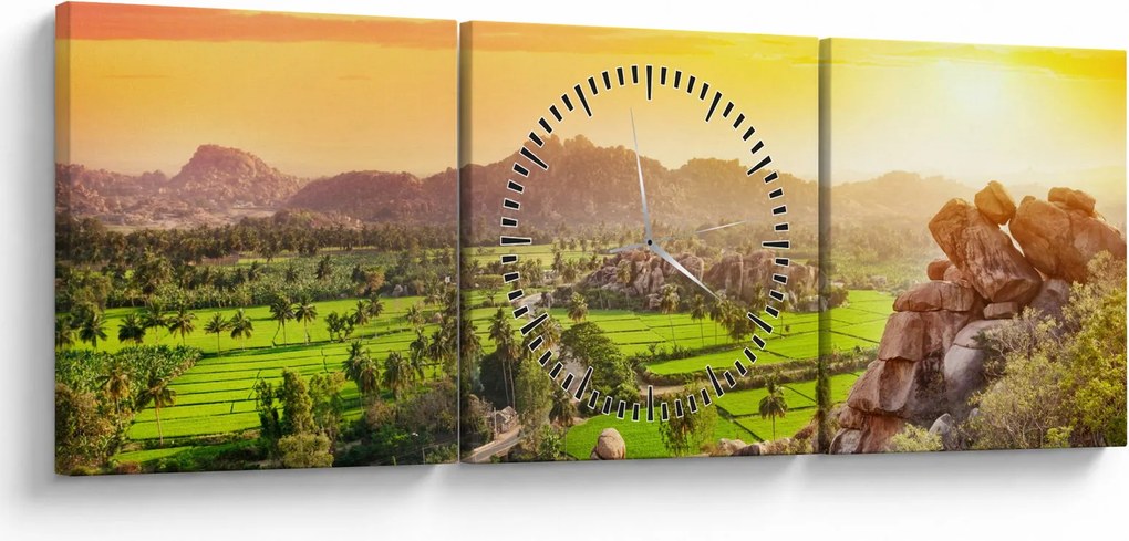 Kép a Hampi-völgyről Indiában (órával) (90x30 cm)