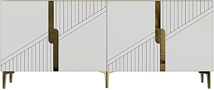 Evva komód, zafír tölgy-arany, 150 cm