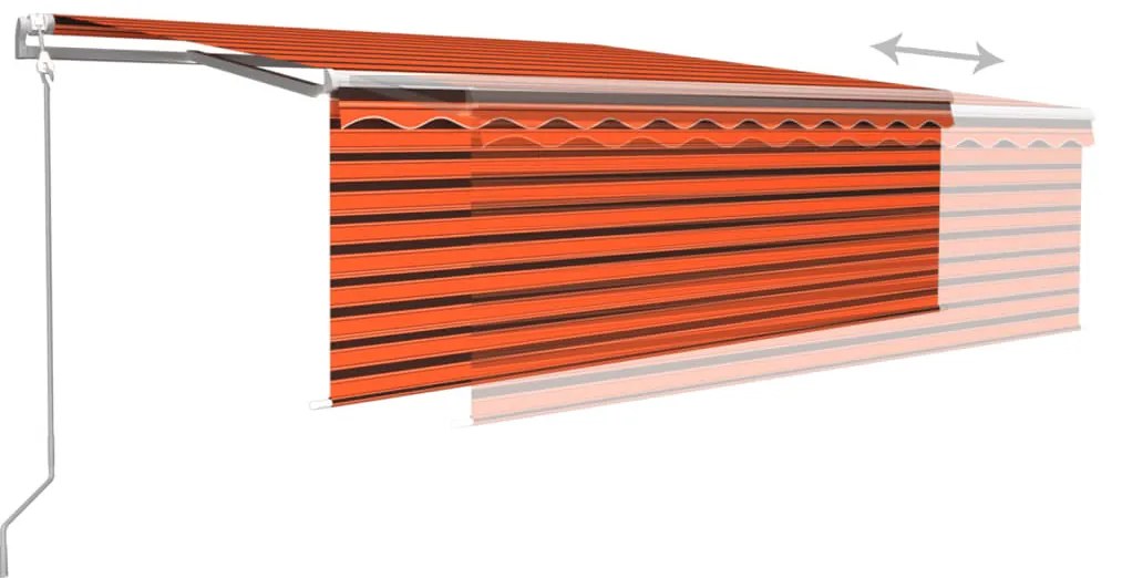 narancs-barna redőnyös, LED-es, szélérzékelős napellenző 4,5x3m