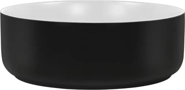 Eros SIMPLE 8 - PULTRA ültethető - Top Counter - porcelán mosdó- MATT FEKETE/FEHÉR - 36 x 36 x 13 cm