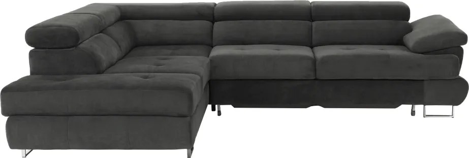 Ülőgarnitúra tárolóhellyel, szürke, szövet, balos, BUTON R