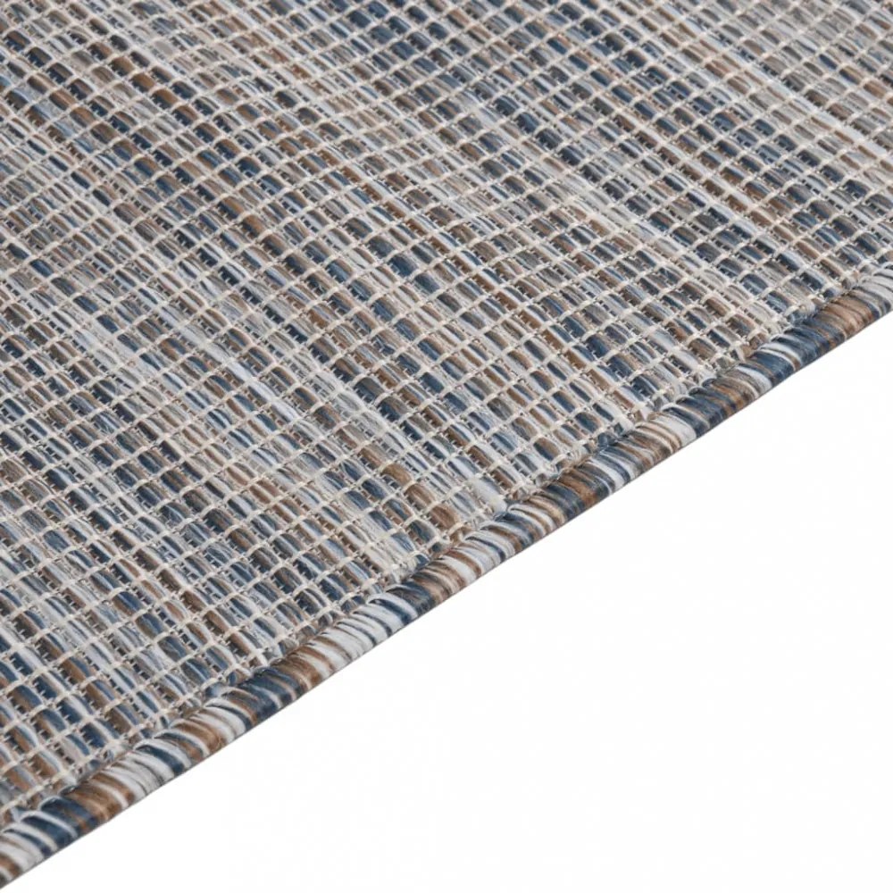 barna-kék lapos szövésű kültéri szőnyeg 200 x 280 cm