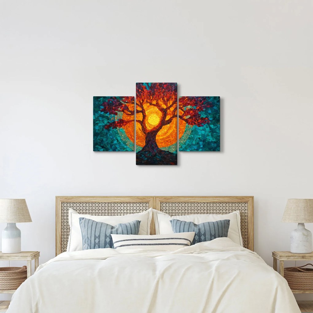 Kép - Az élet fája és a nap mozaikban (90x60 cm)